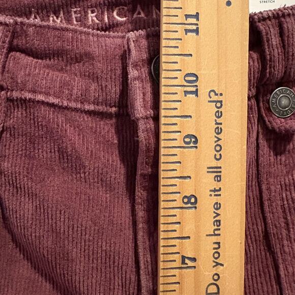 NWT American Eagle Pants Womens 14 Long Tall Burgundy Corduroy Stretch Skinny - Picture 13 of 16